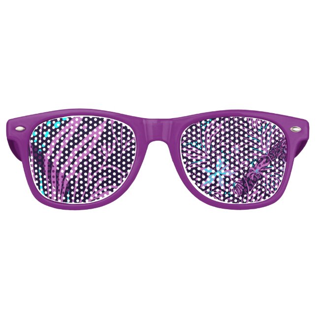 LUNETTES DE FÊTE RETRO FLEURS PURPLE MOTIF (Devant)