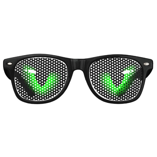 Lunettes De Fête Retro Freaky Green Grumpy Animal Chat Eyes (Devant)