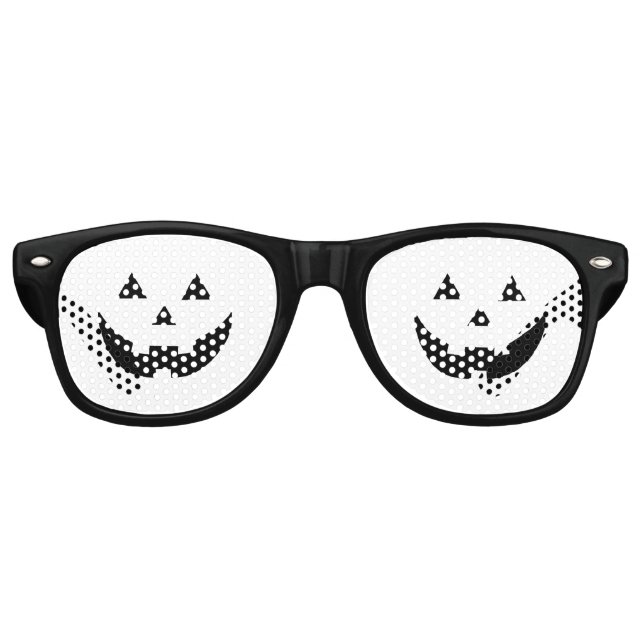 Lunettes De Fête Retro Fun blanc noir Jack-o'-lantern visage Halloween (Devant)