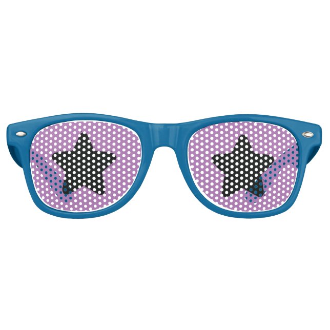 Lunettes De Fête Retro Funny Black Star violet Arrière - plan (Devant)