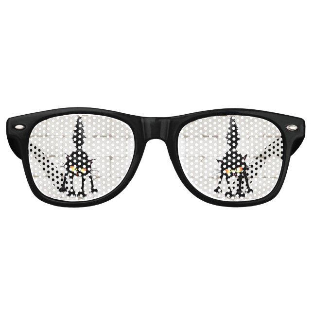 Lunettes De Fête Retro Funny Fierce Black Cat Cartoon  (Devant)