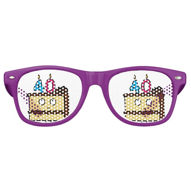 Lunettes De Fête Retro Gâteau de 40e anniversaire avec bougies glaçage au (Devant)