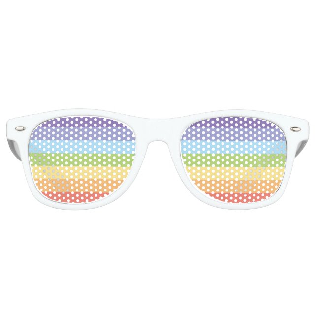 Lunettes De Fête Retro Gay pride à bandes arc-en-ciel pastel (Devant)