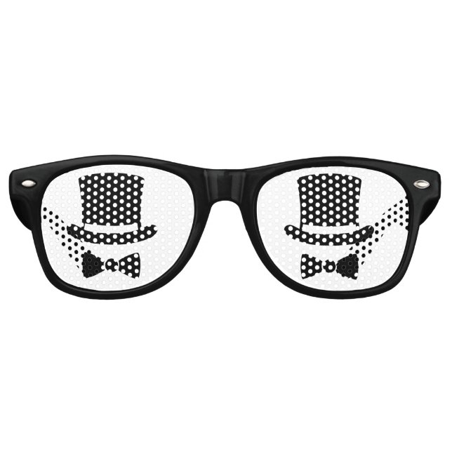 Lunettes De Fête Retro Groomsmen Hat and Bow Tie (Devant)