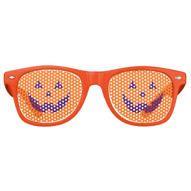 Lunettes De Fête Retro Halloween orange Jack-o'-lantern citrouille face d (Devant)