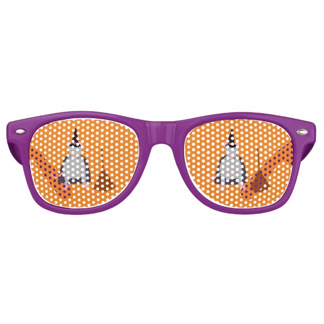 Lunettes De Fête Retro Halloween sorcière rat et chambre (Devant)