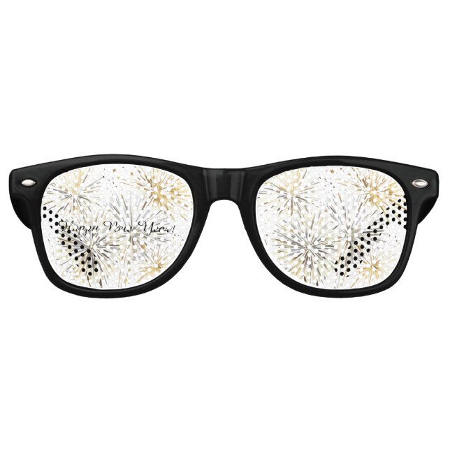 Lunettes De Fête Retro Happy New Year Gold Silver Fireworks (Devant)