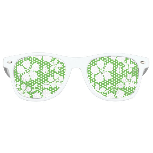 LUNETTES DE FÊTE RETRO HULA HAÏIENNE (HIBISCUS) LIME (Devant)