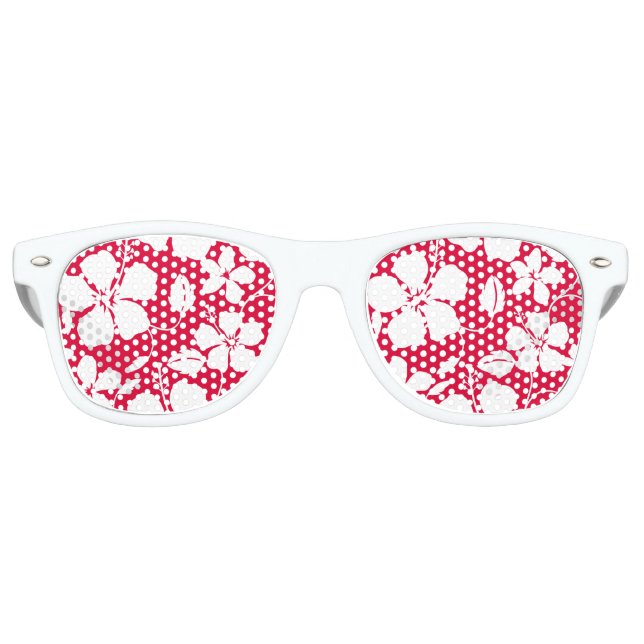 LUNETTES DE FÊTE RETRO HULA HAÏIENNE (HIBISCUS) ROUGE (Devant)