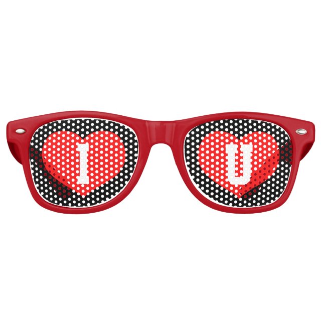 Lunettes De Fête Retro Icône Coeur plat avec monogrammes (Devant)