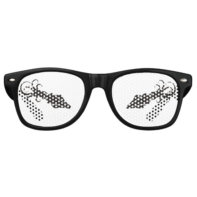 Lunettes De Fête Retro Icône de calmar noir (Devant)