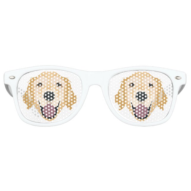 Lunettes De Fête Retro Illustration Golden Retriever (Devant)