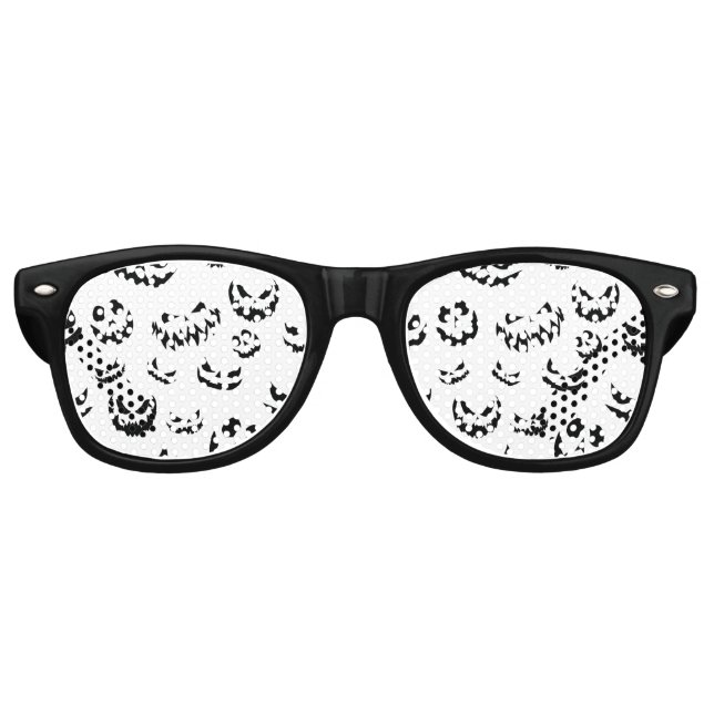 Lunettes De Fête Retro Jack-o'-lantern face Citrouille noir et blanc (Devant)