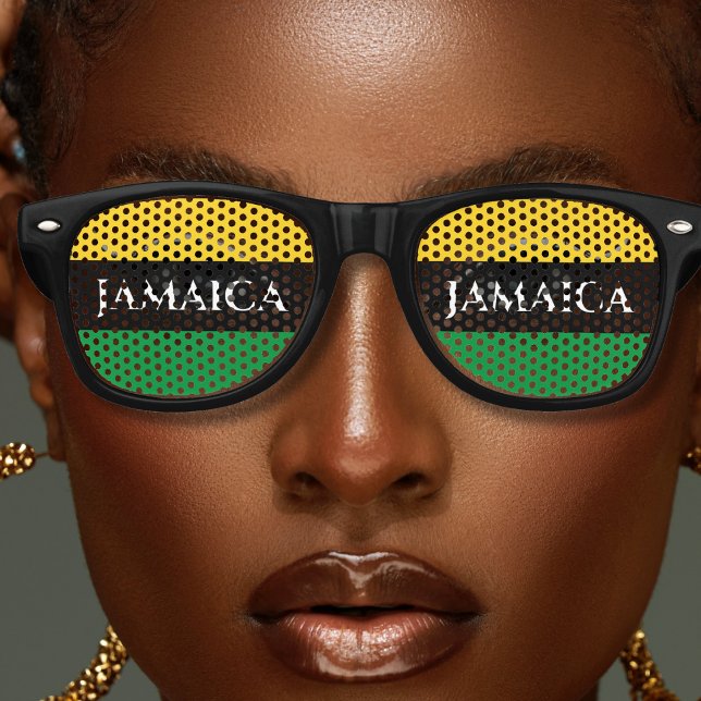 Lunettes De Fête Retro Jamaïque Couleurs Vert Or Noir Jamaïcain (jamaica colors retro sunglasses)