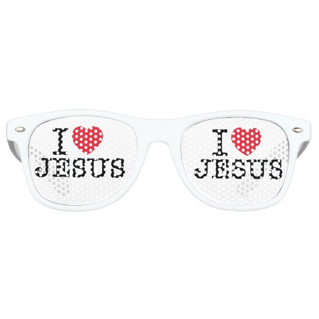 Lunettes De Fête Retro Je Coeur Jésus (Devant)