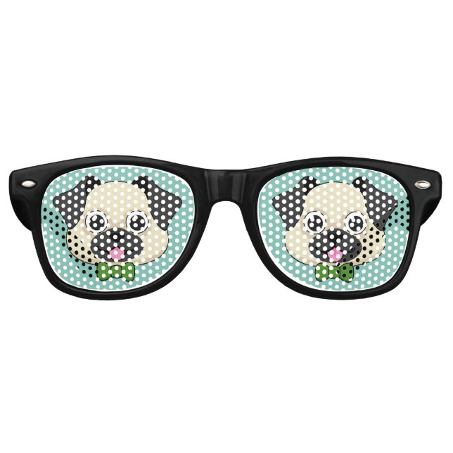 Lunettes De Fête Retro Joli chien Carlin avec Papillon (Devant)