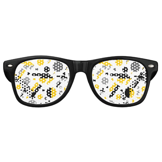 Lunettes De Fête Retro Joli noir jaune football motif (Devant)