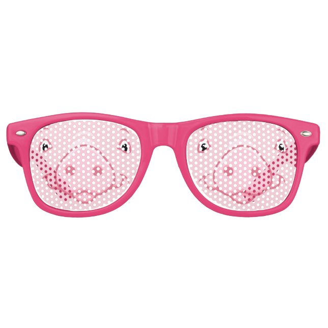 Lunettes De Fête Retro Joli Visage De Cochon Rose (Devant)