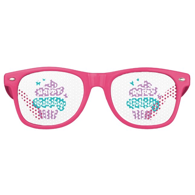 Lunettes De Fête Retro Joyeux Cupcake d'anniversaire (Devant)