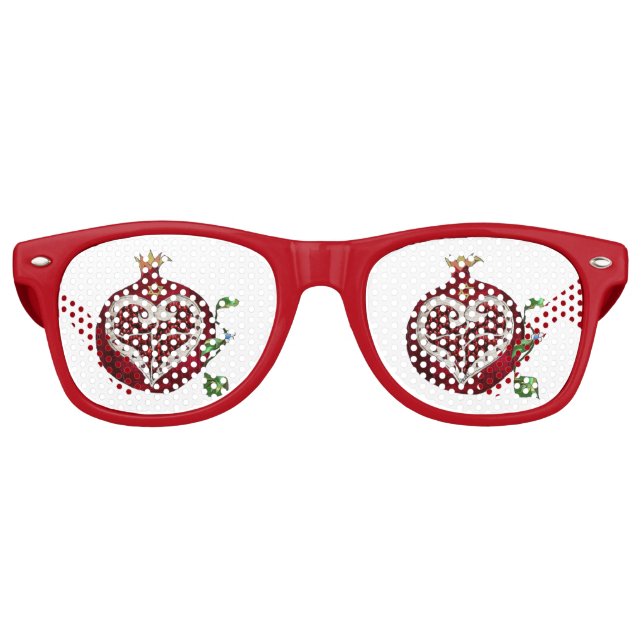 Lunettes De Fête Retro Judaica Pomegranate Heart Hanoukka Rosh Hashanah (Devant)