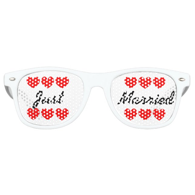 Lunettes De Fête Retro Juste marié coeur de plaisir bachelorette nuances  (Devant)