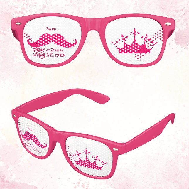 Lunettes De Fête Retro La femme d'honneur du Parti de la Moustache rose (Maid of Honor Pink Mustache Party Retro Sunglasses)