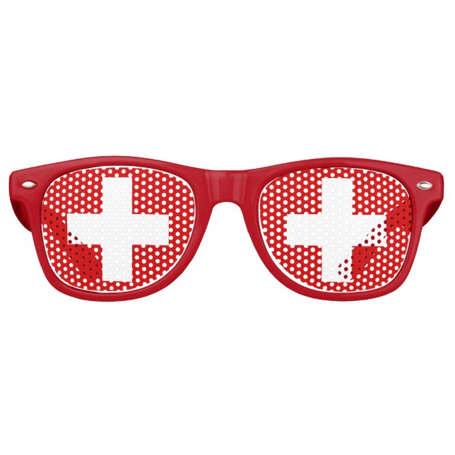 Lunettes De Fête Retro La qualité du drapeau suisse (Devant)