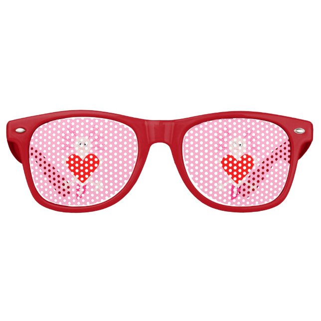 Lunettes De Fête Retro La Saint-Valentin Amour Cœur Axolotl (Devant)