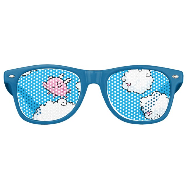 Lunettes De Fête Retro Le cochon volant danse sur les nuages (Devant)