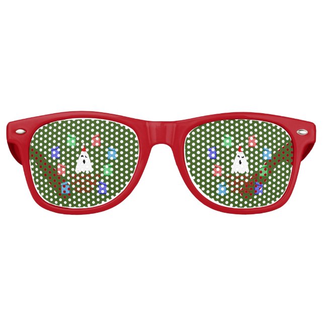 Lunettes De Fête Retro Le fantôme de Noël présente drôle (Devant)