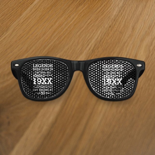 Lunettes De Fête Retro Les légendes personnalisées sont nées à la date Mo (Créateur téléchargé)