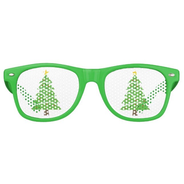 Lunettes De Fête Retro Les tons verts de Noël Tree (Devant)