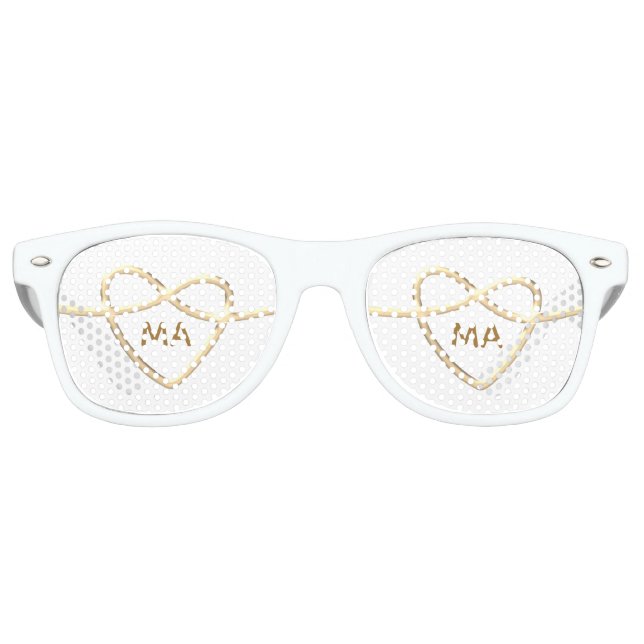 Lunettes De Fête Retro Mariage Gold Heart (Devant)