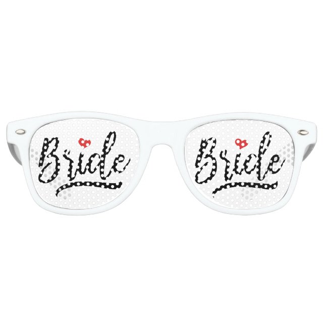 Lunettes De Fête Retro Mariée au coeur rouge (Devant)