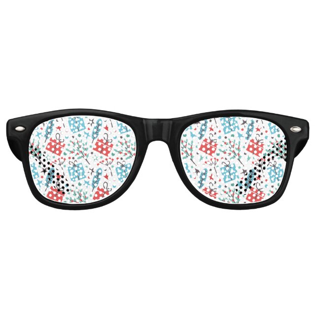 Lunettes De Fête Retro Mistletoe de Noël et Motif cadeau (Devant)