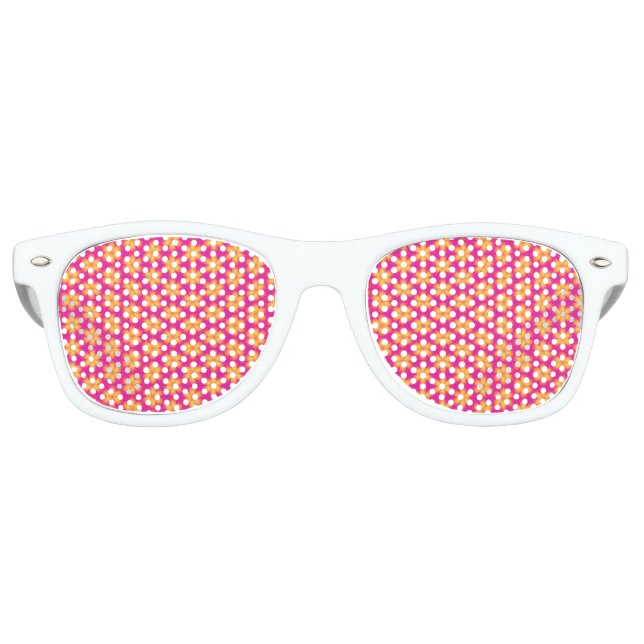 Lunettes De Fête Retro Motif Abstrait rose et jaune vif (Devant)
