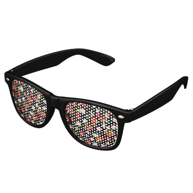Lunettes De Fête Retro Motif cerise 2 (Angulaire)