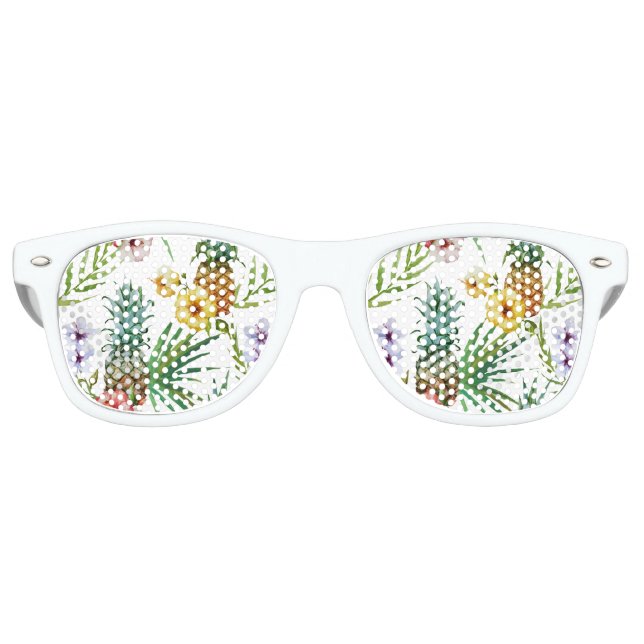 Lunettes De Fête Retro Motif d'ananas à thème hawaïen tropical (Devant)