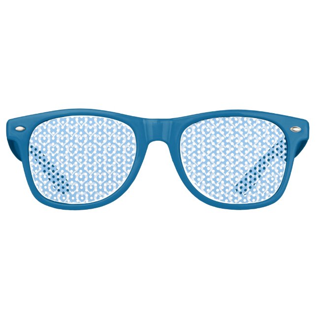 Lunettes De Fête Retro Motif de coeurs blancs bleus (Devant)