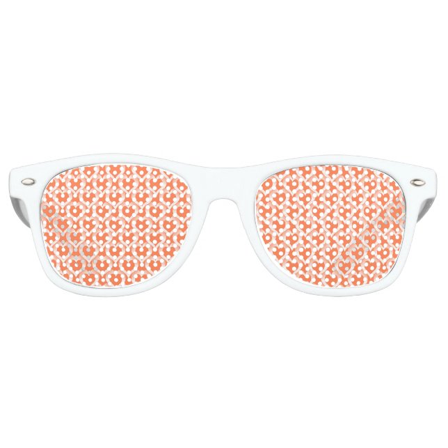 Lunettes De Fête Retro Motif de cœurs blancs corail (Devant)