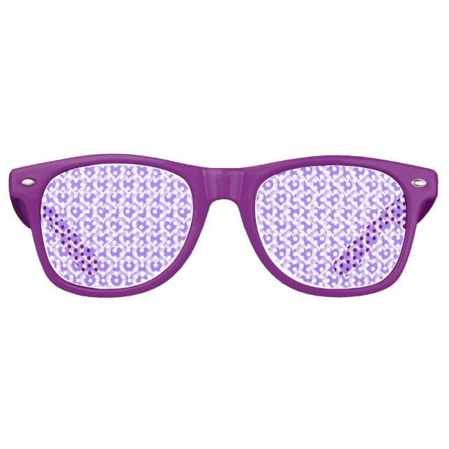 Lunettes De Fête Retro Motif de cœurs blancs violets (Devant)