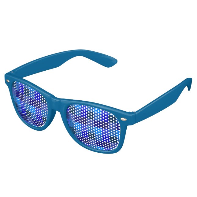 Lunettes De Fête Retro Motif de damier bleu (Angulaire)