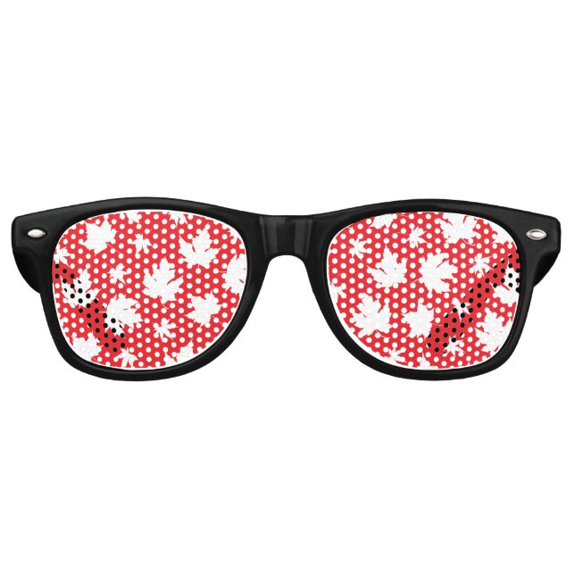 Lunettes De Fête Retro Motif de la feuille d'érable blanche de la fête du (Devant)