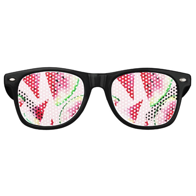 Lunettes De Fête Retro Motif de tranche de pastèque aquarelle (Devant)