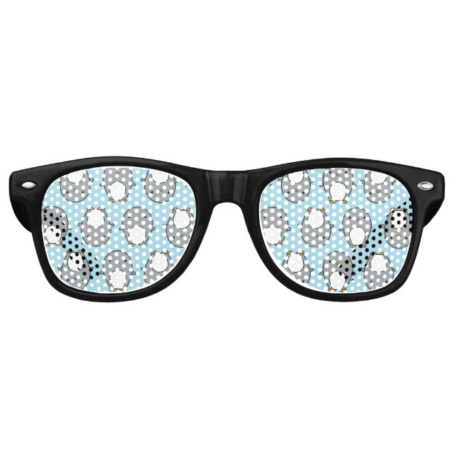 Lunettes De Fête Retro Motif Pingouin Bleu Bébé (Devant)