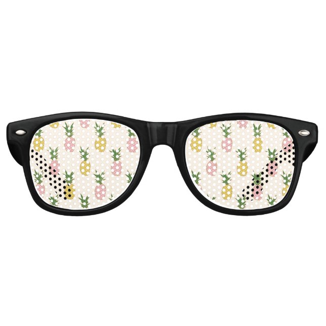 Lunettes De Fête Retro Motif tendance rose jaune tropical ananas (Devant)