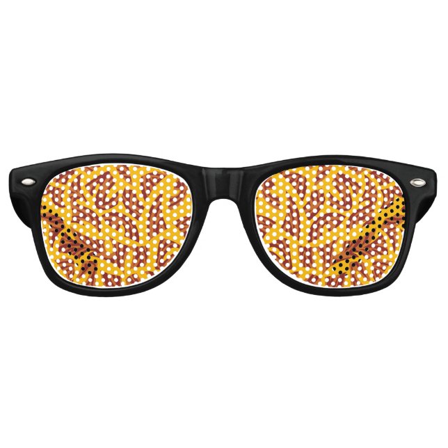Lunettes De Fête Retro Motif tribal ethnique Orange Brown Jaune (Devant)