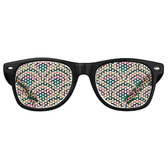 Lunettes De Fête Retro motif vert en forme de coquille (Devant)