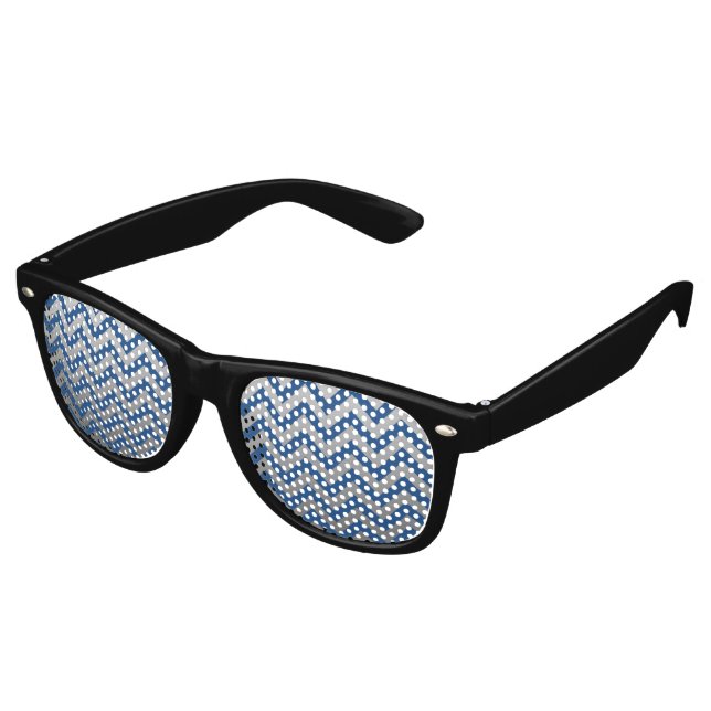 Lunettes De Fête Retro Motif ZIGZAG - dégradés gris + votre dossier. (Angulaire)