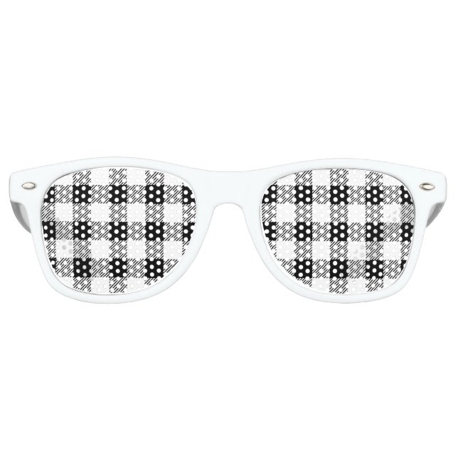 Lunettes De Fête Retro Noël classique Buffalo chèque plaid motif B&W (Devant)